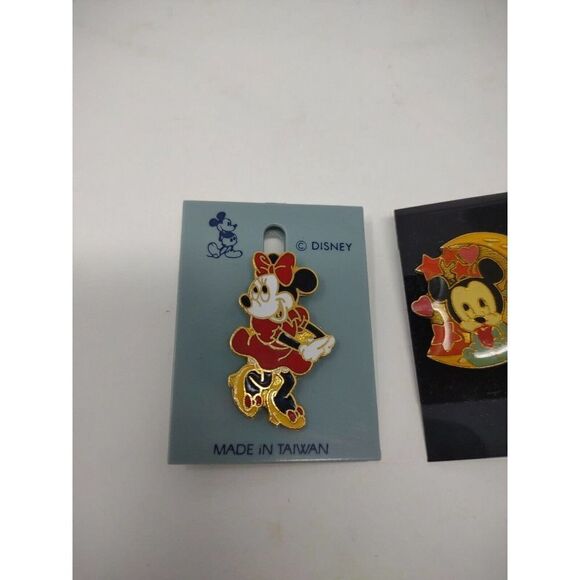 Mickey And Minnie Lapel Pins Vintage Disney Mickey with Moon/Stars Minnie Posing - Picture 2 of 5